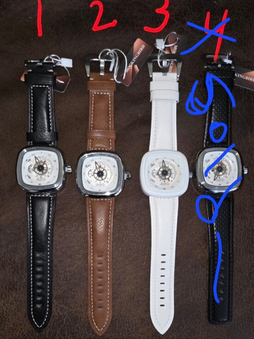 Fashion New White square Automatic Mechanical Watch Men's Waterproof Hollow Larg